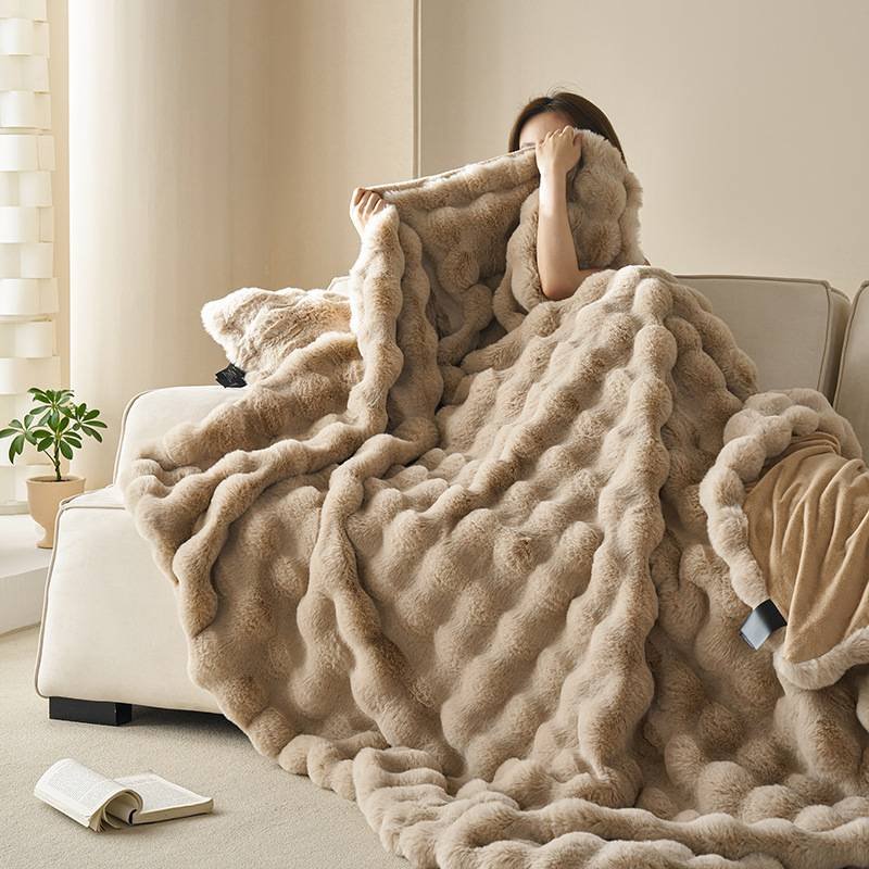 Bubbles Rabbit Fur Blanket